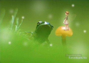 Original Fairy Angel Painting - Fairy and frog fairy original